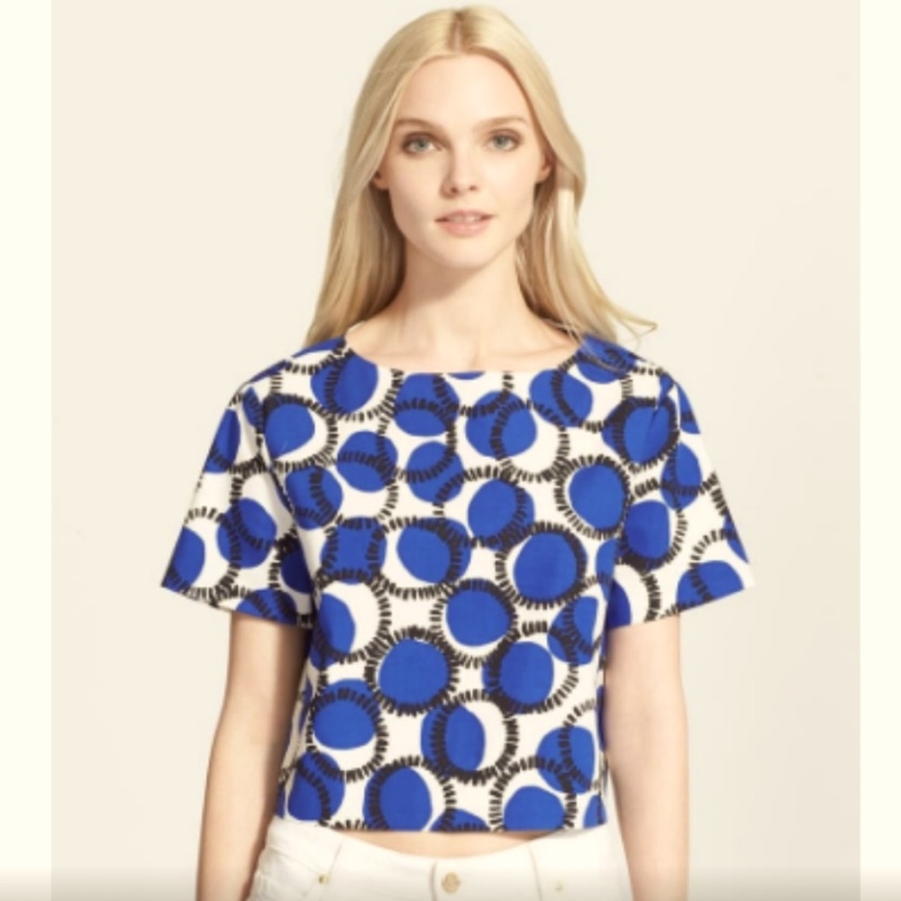 Kate Spade Blue Dot Black Circle Crop Top